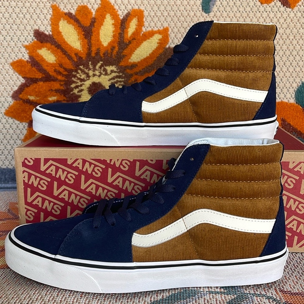 Vans Navy and Brown High-Top Sneakers